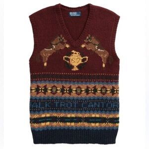 Polo Ralph Lauren wool sweater vest horse preppy pony knit top unisex NWT